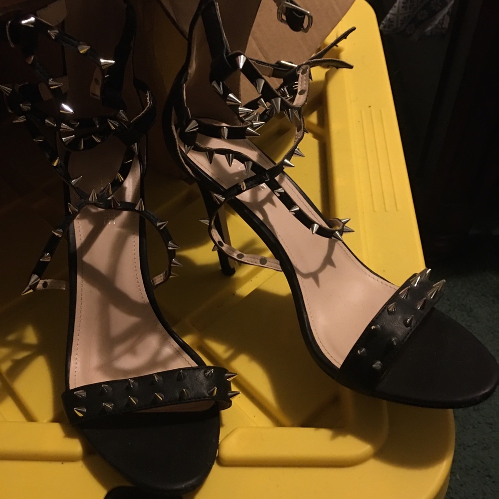 Black Studded Women's Heels